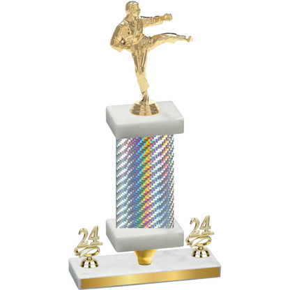 Premium Single Silver Carbon Fiber Year Karate Trophy