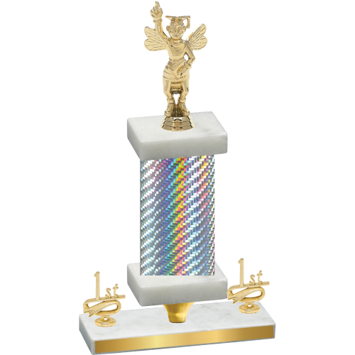 Premium Single Silver Carbon Fiber First Place Academics Trophy