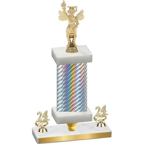 Premium Single Silver Carbon Fiber Year Academics Trophy