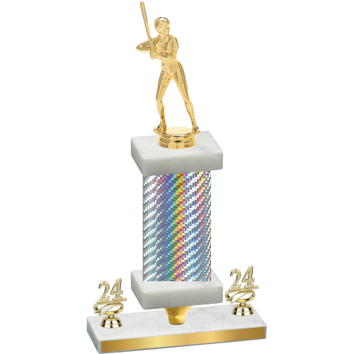 Premium Single Silver Carbon Fiber Year Softball Trophy
