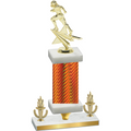 Premium Single Orange Carbon Fiber Victory Football Trophy