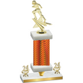 Premium Single Orange Carbon Fiber Year Football Trophy