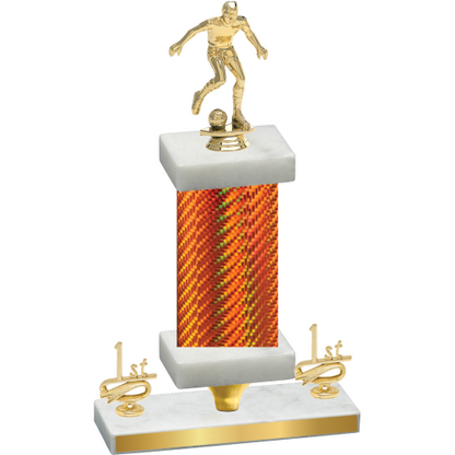 Premium Single Orange Carbon Fiber First Place Soccer Trophy