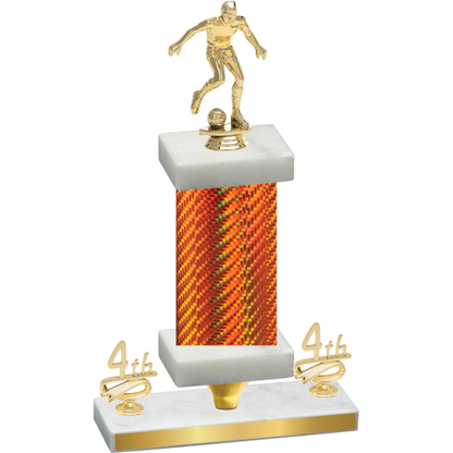 Premium Single Orange Carbon Fiber Fourth Place Soccer Trophy