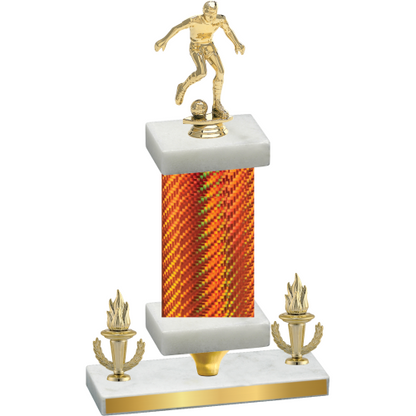 Premium Single Orange Carbon Fiber Victory Soccer Trophy