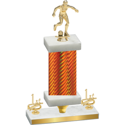 Premium Single Orange Carbon Fiber First Place Soccer Trophy