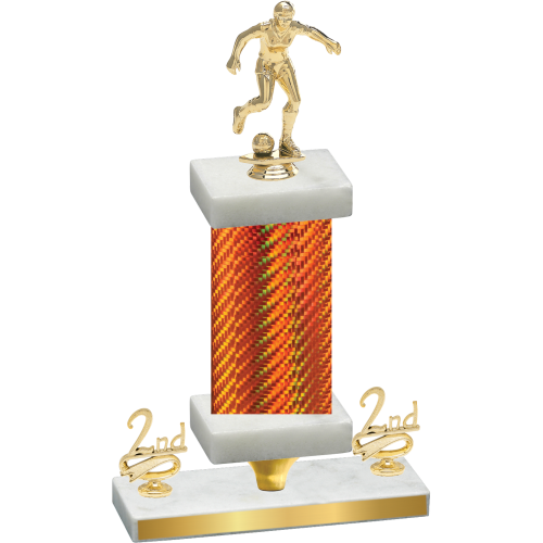 Premium Single Orange Carbon Fiber Second Place Soccer Trophy