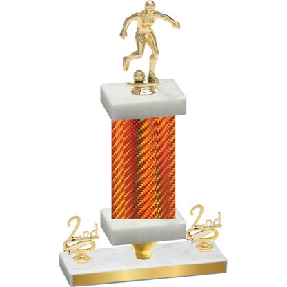 Premium Single Orange Carbon Fiber Second Place Soccer Trophy