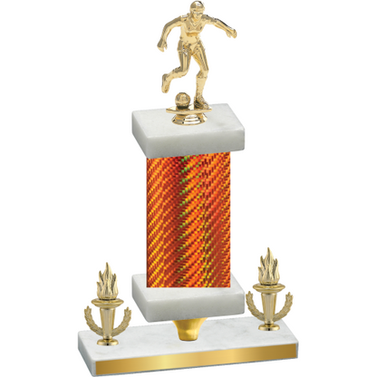 Premium Single Orange Carbon Fiber Victory Soccer Trophy