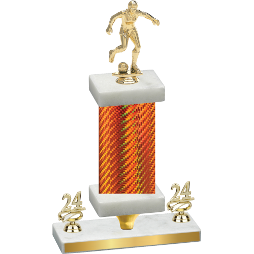 Premium Single Orange Carbon Fiber Year Soccer Trophy