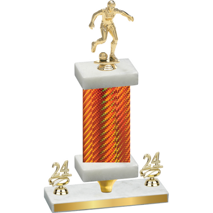 Premium Single Orange Carbon Fiber Year Soccer Trophy