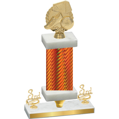 Premium Single Orange Carbon Fiber Third Place Soccer Trophy