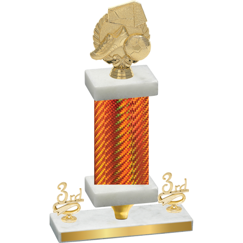 Premium Single Orange Carbon Fiber Third Place Soccer Trophy
