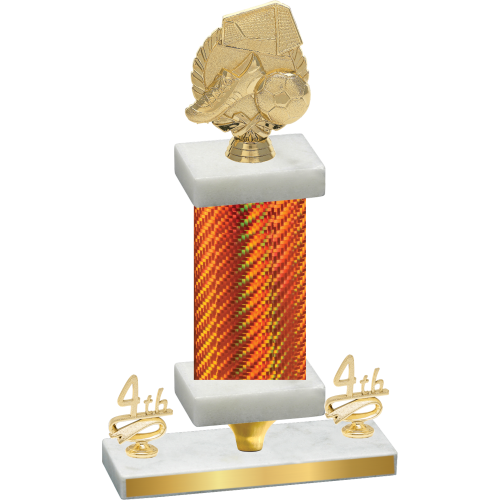 Premium Single Orange Carbon Fiber Fourth Place Soccer Trophy