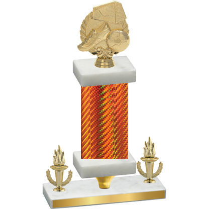 Premium Single Orange Carbon Fiber Victory Soccer Trophy