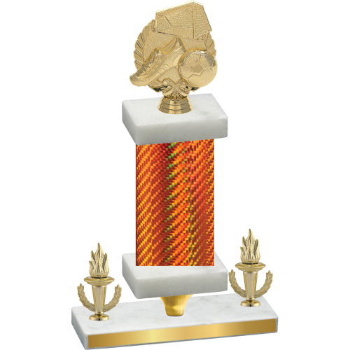 Premium Single Orange Carbon Fiber Victory Soccer Trophy
