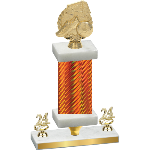 Premium Single Orange Carbon Fiber Year Soccer Trophy
