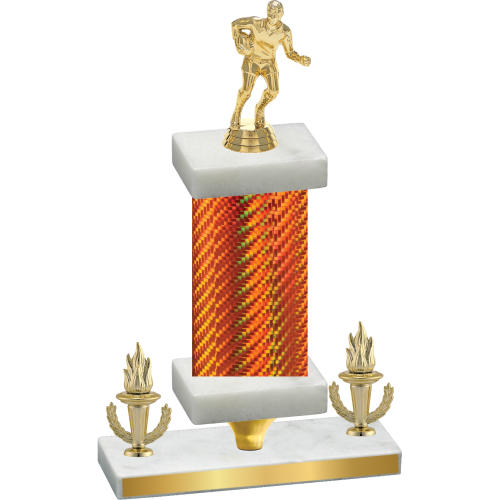 Premium Single Orange Carbon Fiber Victory Rugby Trophy