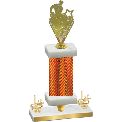 Premium Single Orange Carbon Fiber First Place Rugby Trophy