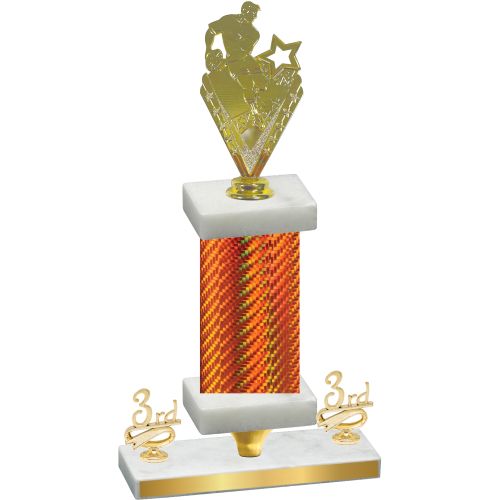 Premium Single Orange Carbon Fiber Third Place Rugby Trophy