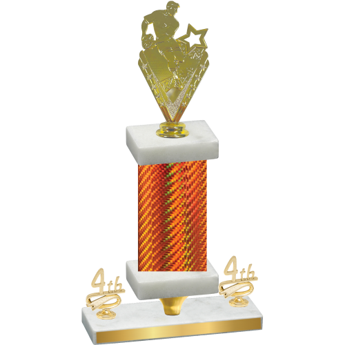 Premium Single Orange Carbon Fiber Fourth Place Rugby Trophy