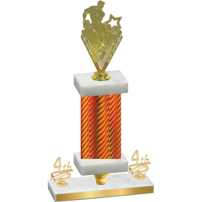 Premium Single Orange Carbon Fiber Fourth Place Rugby Trophy