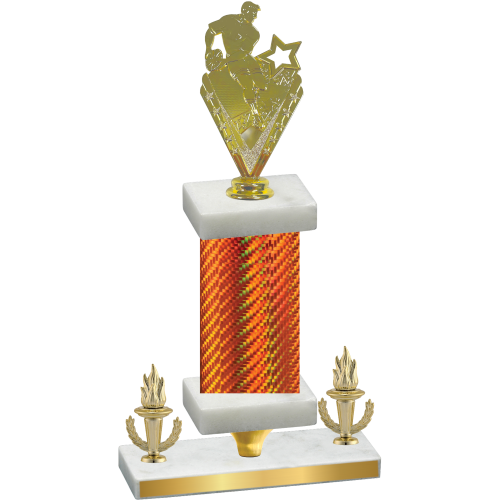 Premium Single Orange Carbon Fiber Victory Rugby Trophy