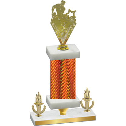 Premium Single Orange Carbon Fiber Victory Rugby Trophy