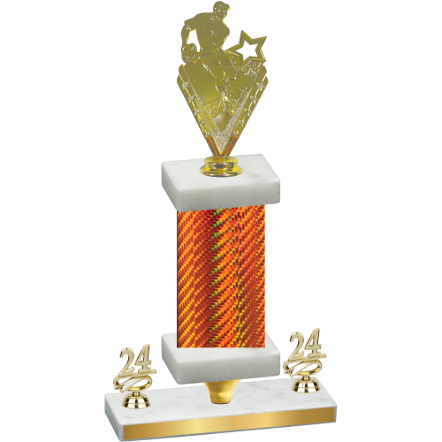 Premium Single Orange Carbon Fiber Year Rugby Trophy
