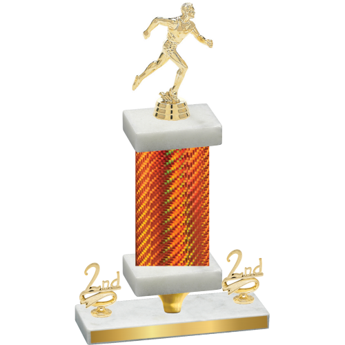 Premium Single Orange Carbon Fiber Second Place Running Trophy