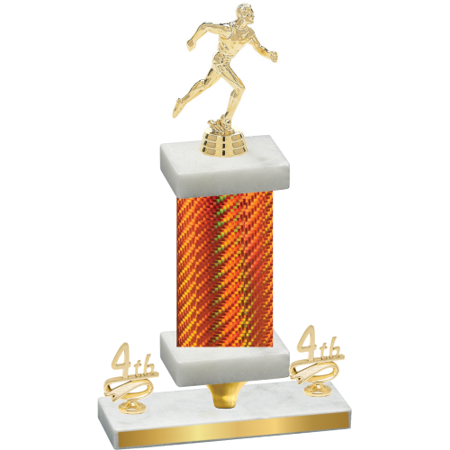 Premium Single Orange Carbon Fiber Fourth Place Running Trophy