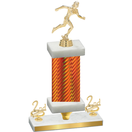 Premium Single Orange Carbon Fiber Second Place Running Trophy