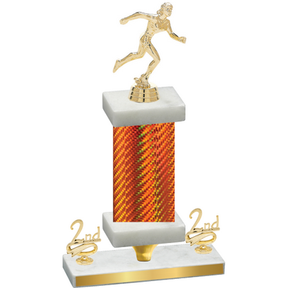 Premium Single Orange Carbon Fiber Second Place Running Trophy