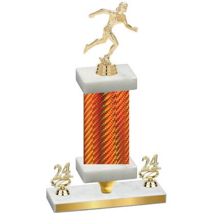 Premium Single Orange Carbon Fiber Year Running Trophy