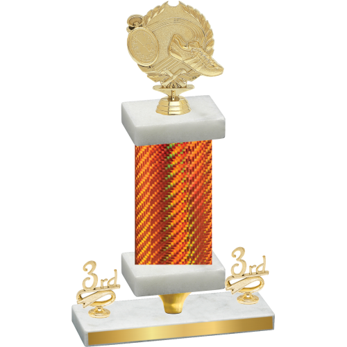 Premium Single Orange Carbon Fiber Third Place Running Trophy