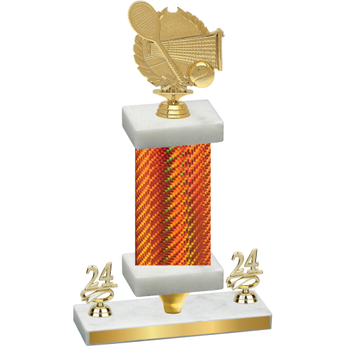 Premium Single Orange Carbon Fiber Year Tennis Trophy