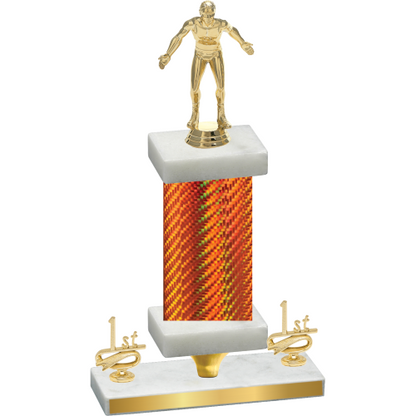 Premium Single Orange Carbon Fiber First Place Wrestling Trophy