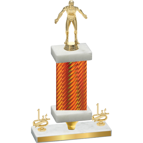 Premium Single Orange Carbon Fiber First Place Wrestling Trophy