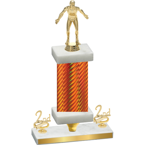 Premium Single Orange Carbon Fiber Second Place Wrestling Trophy