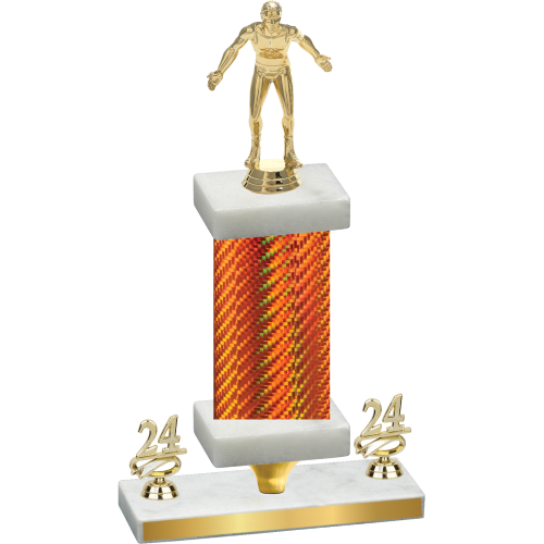 Premium Single Orange Carbon Fiber Year Wrestling Trophy