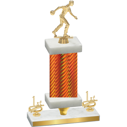 Premium Single Orange Carbon Fiber First Place Bowling Trophy
