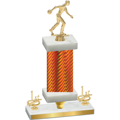 Premium Single Orange Carbon Fiber First Place Bowling Trophy