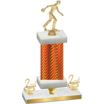 Premium Single Orange Carbon Fiber Second Place Bowling Trophy