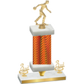 Premium Single Orange Carbon Fiber Third Place Bowling Trophy