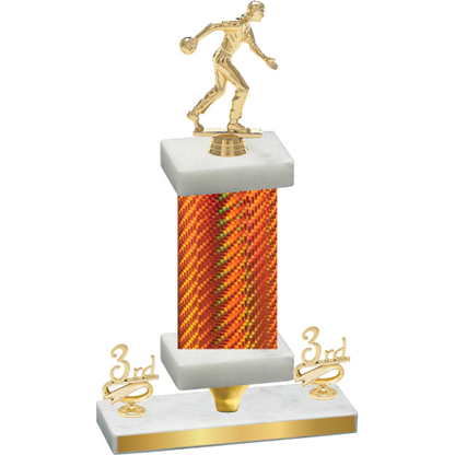 Premium Single Orange Carbon Fiber Third Place Bowling Trophy