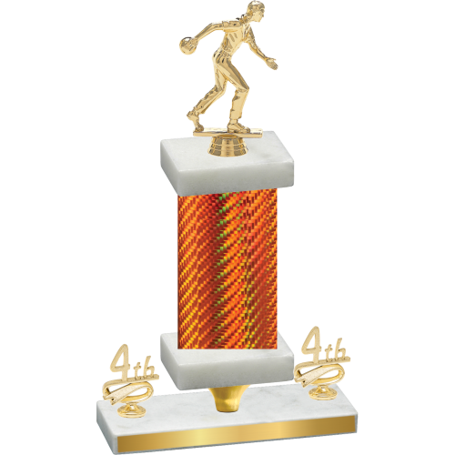 Premium Single Orange Carbon Fiber Fourth Place Bowling Trophy