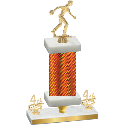 Premium Single Orange Carbon Fiber Fourth Place Bowling Trophy