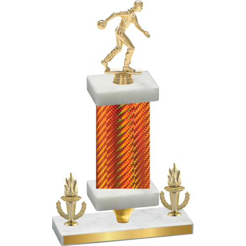 Premium Single Orange Carbon Fiber Victory Bowling Trophy