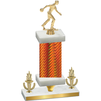 Premium Single Orange Carbon Fiber Victory Bowling Trophy