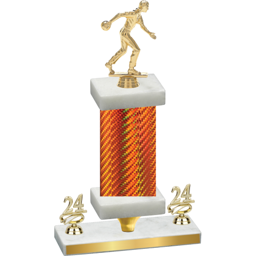 Premium Single Orange Carbon Fiber Year Bowling Trophy